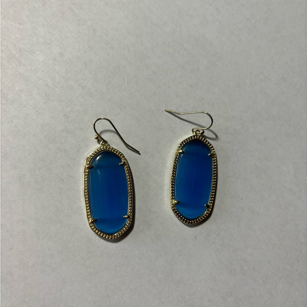 Kendra Scott blue gold tone earrings. Excellent condition